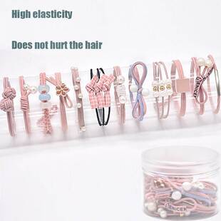 Cute 12 Piece Set Bows Hair Ties Rings Rubber Bands for Hair