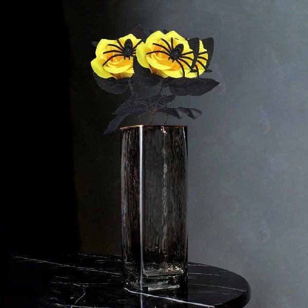1pc Artificial Flower with Fake Spider Black Silk Flowers