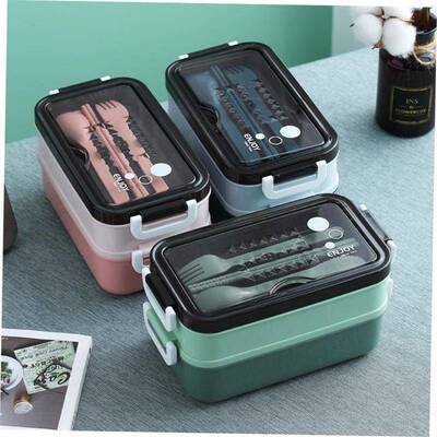 Double layered lunch box, microwave oven, student lunchbox