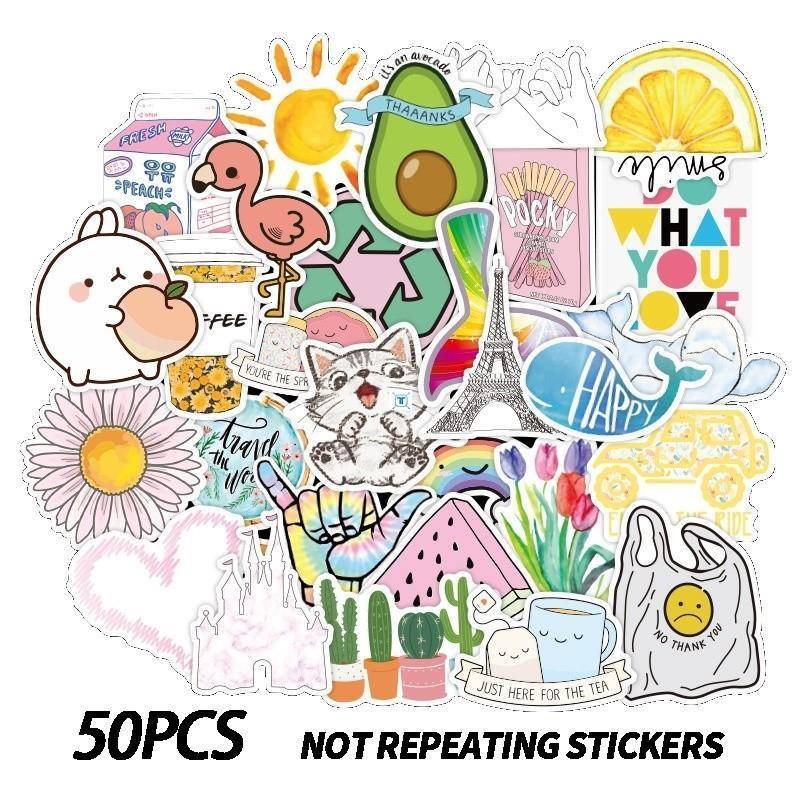 50Pcs Vsco INS Style Color Stickers Girl Cute Fresh Sticker