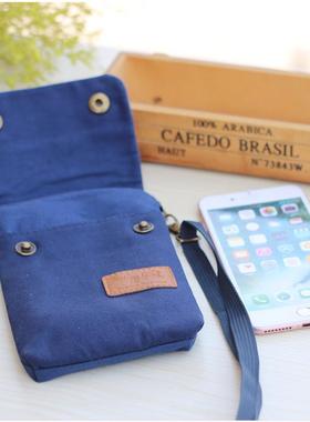 Colored canvas 3-layer diagonal cross phone case 布艺女包