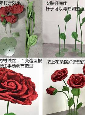 巨型立布体玫瑰纸网34043红列橱窗美陈置商场陈摆件婚礼背花景装