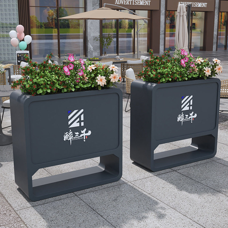 户外铁艺不锈钢花箱花槽景观花坛商场隔断花架室外金属葡萄架花池