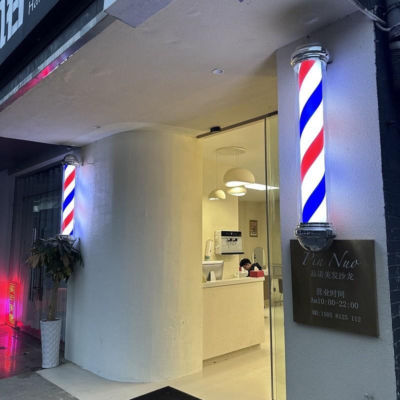 #美发转店灯le26215d户外挂墙柱圆料发廊标志灯塑挂壁防水旋转理