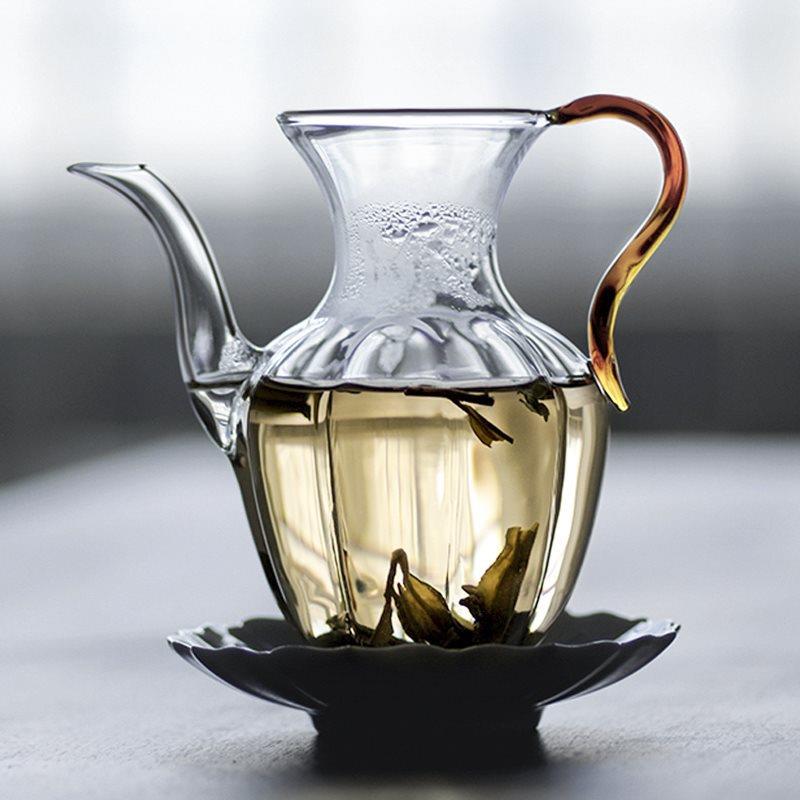 仿宋莲花玻璃茶壶高温中式耐手带过滤绿茶专用茶泡壶执壶OME小号