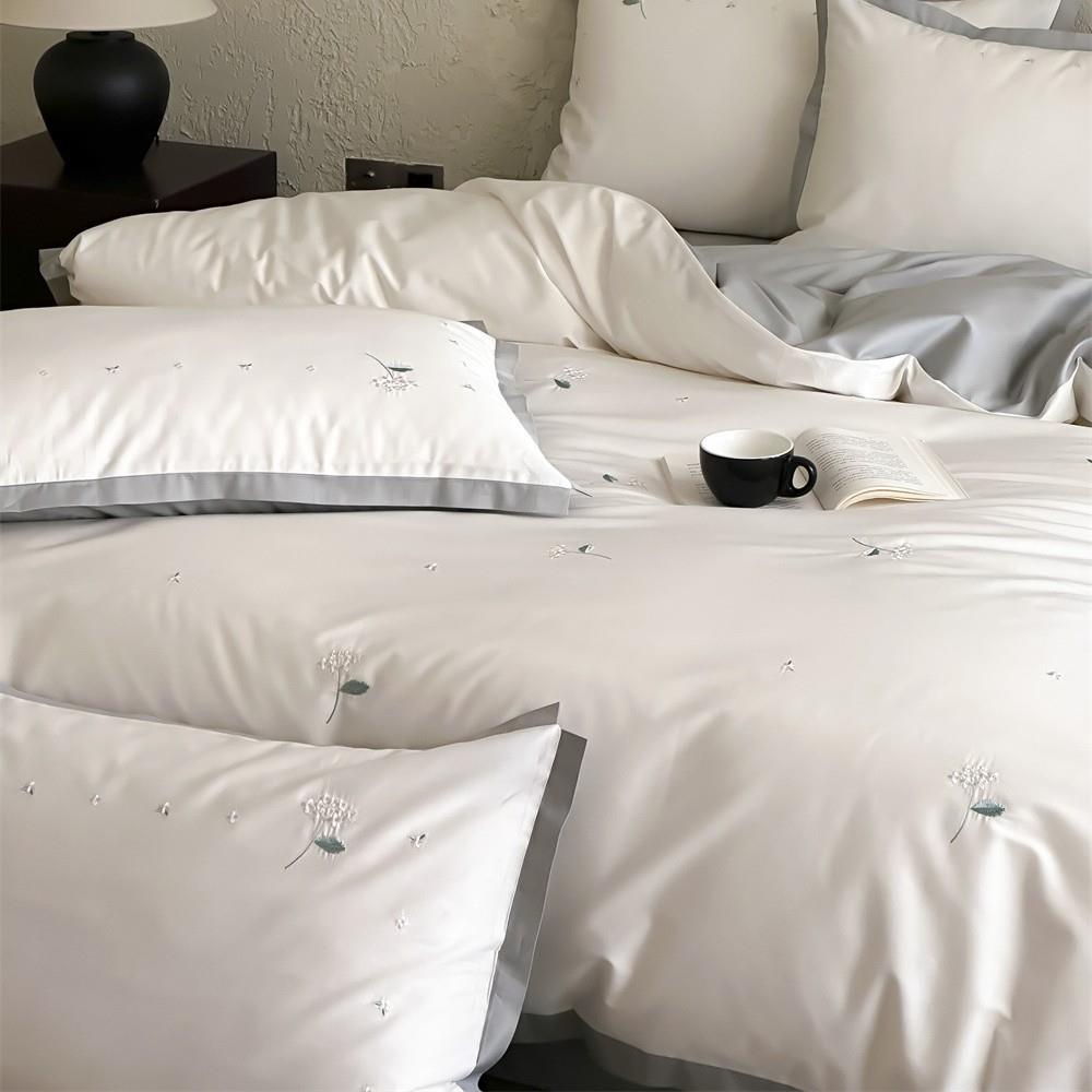小苍蓝丨简约清新澳棉纯棉四件套柔软亲肤少女被套床单床品蓝灰色