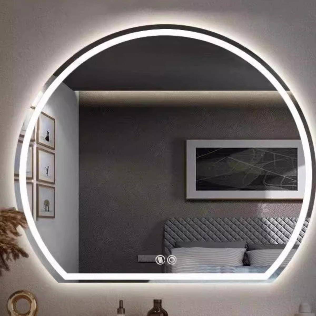 妆室智能l18512ed带灯化妆镜浴室半圆妆镜洗手台发光镜化壁化挂墙