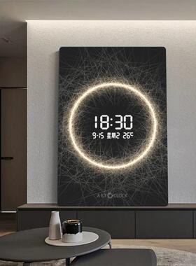 创意led钟表挂钟客厅2025新款壁灯高玄关装饰画数显电子时钟挂墙