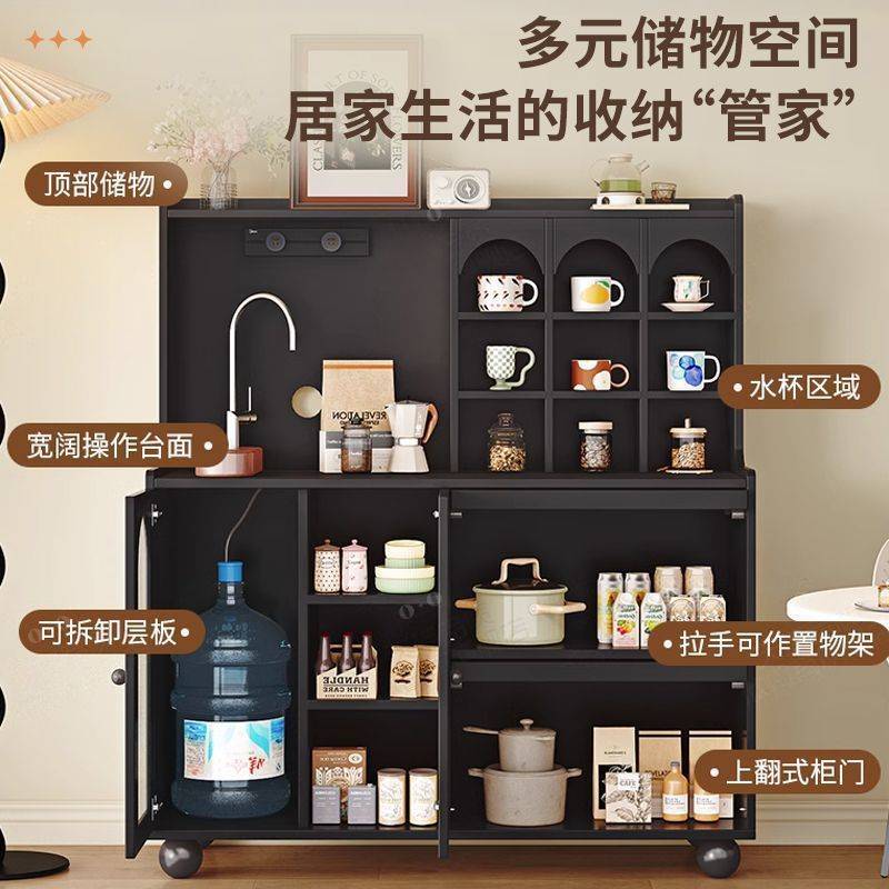 Yla法式餐边柜实木家用靠墙一体储物柜客厅茶水柜简约新款储物咖