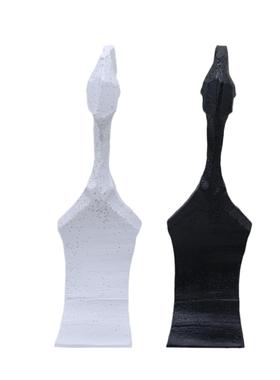 现代极简黑色抽象火柴人物树脂小摆件样板间别墅玄关桌面软装饰品