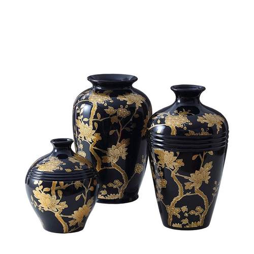 新中式轻奢大花器样板房玄关电视柜博古架软装饰品陶瓷罐花瓶摆件