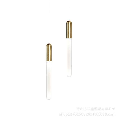 设计师北欧样板房客厅卧室床头柜吧台餐厅餐桌楼梯间长筒条形吊灯