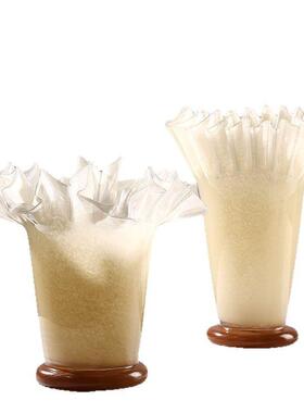 兰迪创意大口莫荷EGD叶边口卷褶皱琉璃花瓶软装家居板间客厅装样