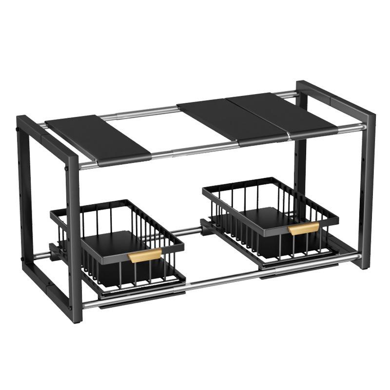 厨房不钢可具伸缩下水槽多置物架橱锈柜CL-3120-分层架锅架功能锅