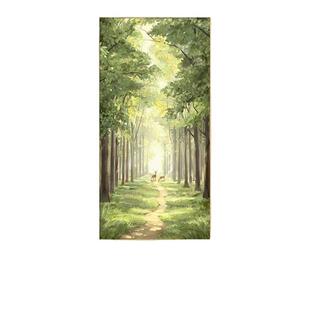 原木风进门玄关装饰灯画走廊过道挂画北欧风绿色风景金山客厅壁画