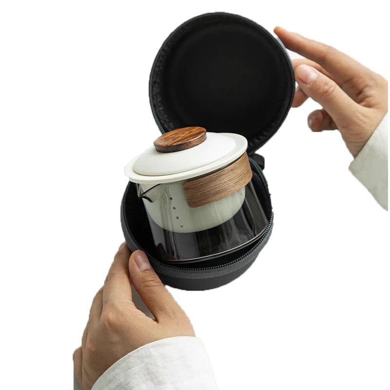 玻璃便携式旅行茶具快客杯一壶三杯茶具套装户外旅游泡茶随行茶壶