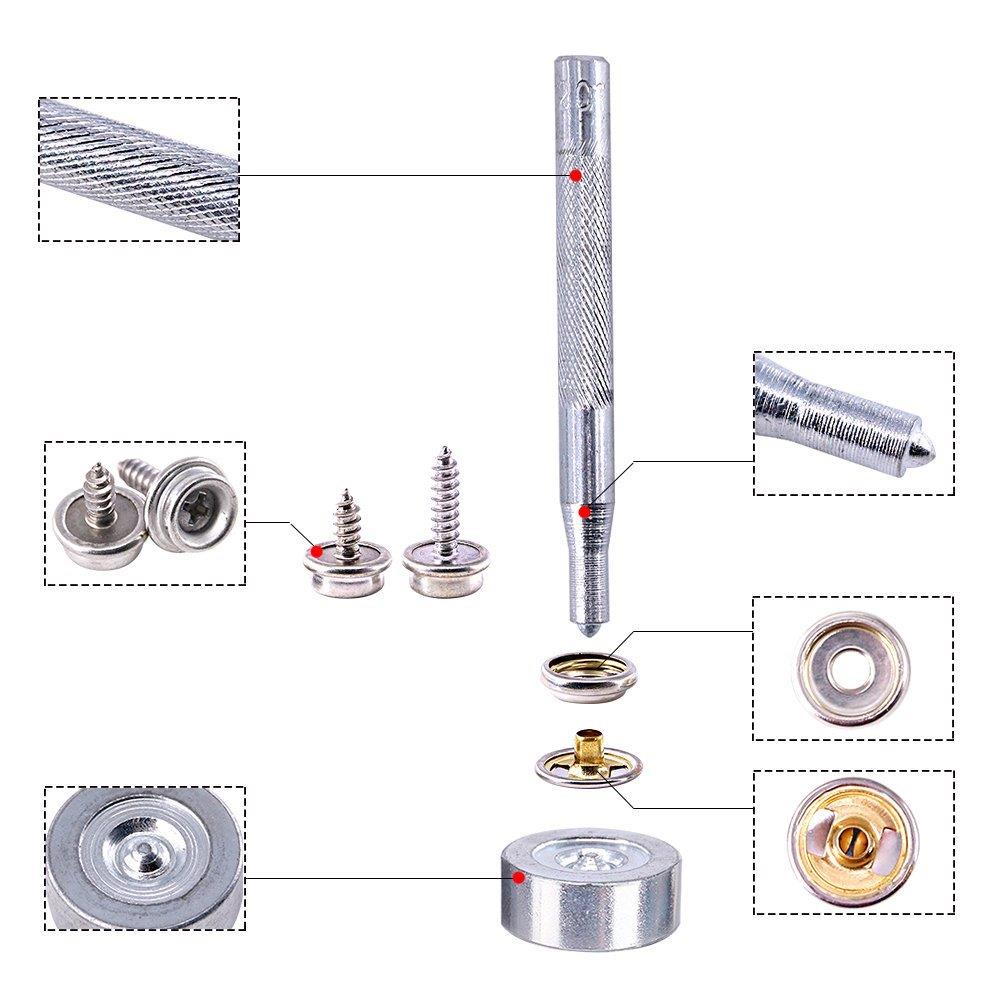 5不锈钢螺丝大0套白扣带安装工具船舶按扣游艇帆布螺丝四GGJ合扣