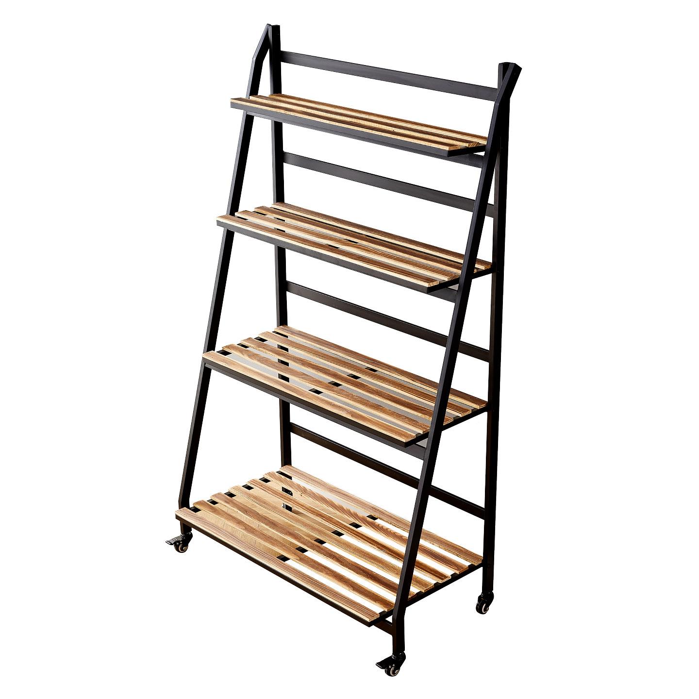 家用可移带轮置阳物架落地多式层收纳花盆架台客厅动室外花架折叠