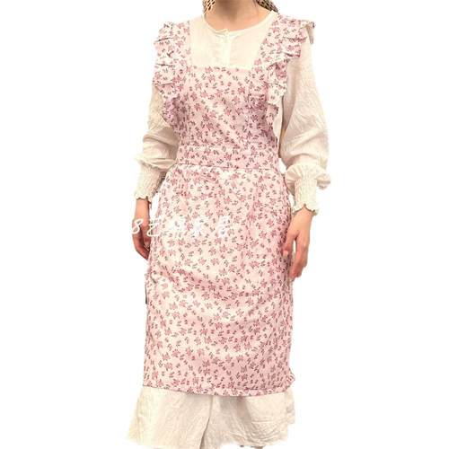 亚麻棉麻印花荷叶边花艺韩系外贸coupang韩系工作服ins风