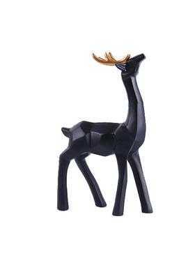 几何情侣麋鹿办公室摆饰创意家居田园情侣鹿抽象树脂工艺品摆件
