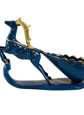 北欧创意鹿酒驾客厅红木红酒架酒柜摆件现代装饰品家居现代简约