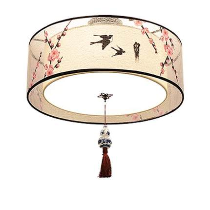 客厅主卧室阳台玄关过道灯清雅书房LED方形灯具新中式莲花吸顶灯