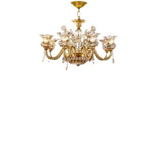 美式轻奢客厅吊灯欧式别墅水晶全铜灯复式楼大气卧室楼梯房间灯具