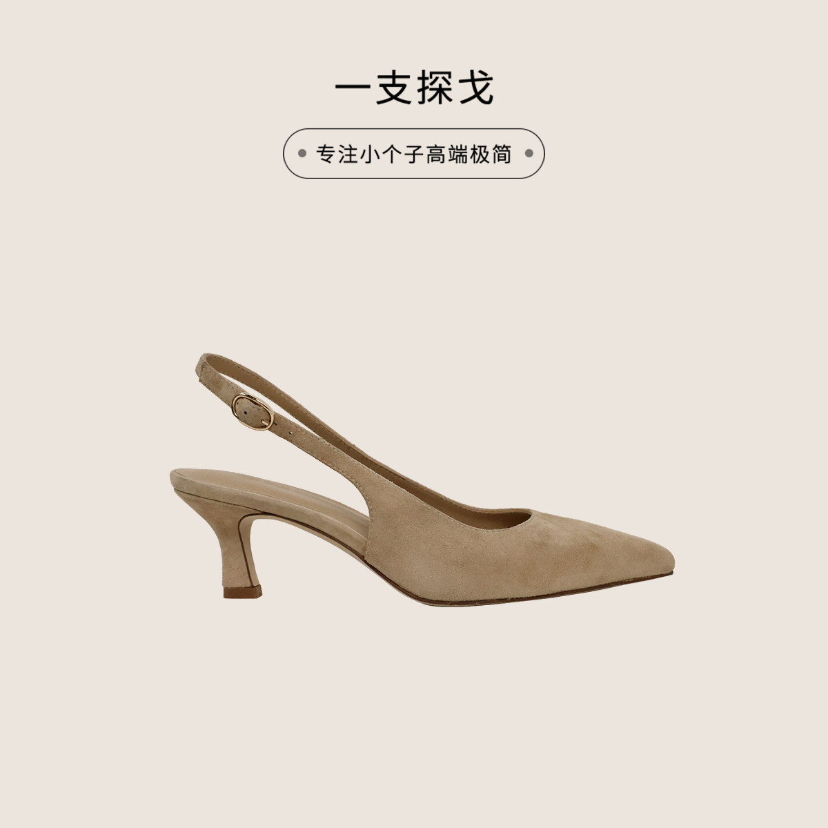 一支探戈小个子女装 气质绒面羊皮反绒革尖头高跟鞋2610802