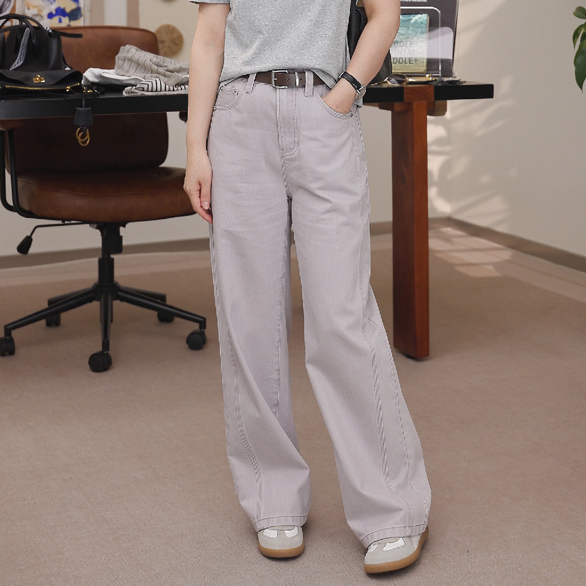 一支探戈小个子女装 侧缝前移显瘦减龄淡彩牛仔裤含B版本2626006