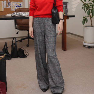 一支探戈丨小个子极简 无侧缝空气灰格子休闲神裤含B版本2610529