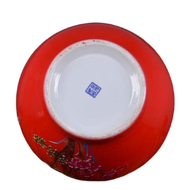 厂家中国红牡丹花陶瓷落地大花瓶喜庆新房装饰工艺品