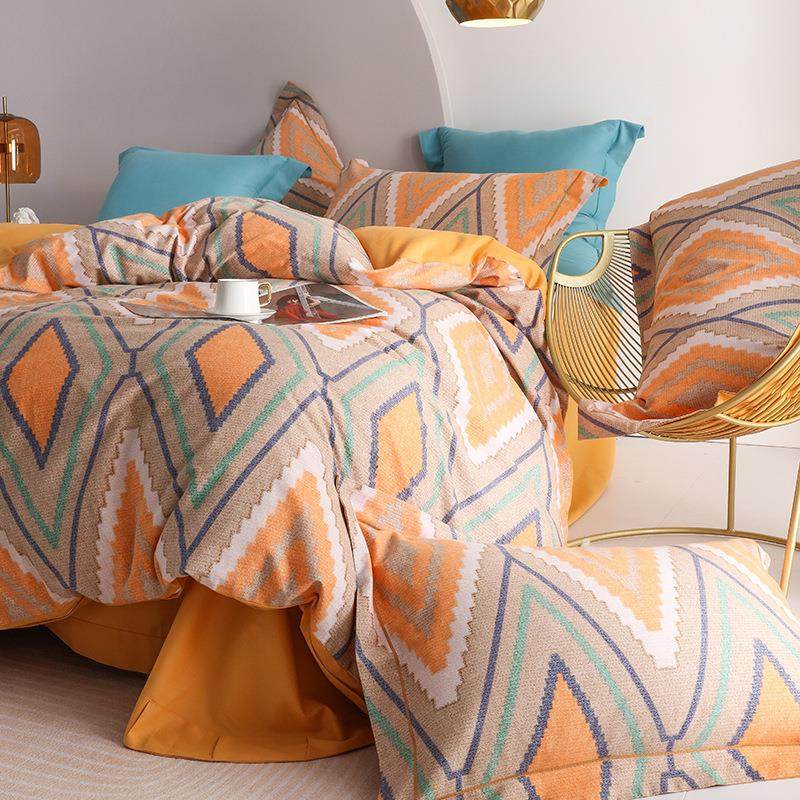 贡缎长绒棉纯色新品四件套爱是理解的别名纯色被单棉床品套