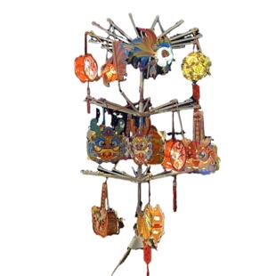 可折叠灯笼展示架3层旋转便携轻便多功能花灯挂架夜市摆摊架子