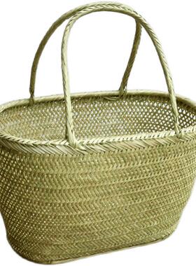 筐竹编小竹篮买菜篮鸡蛋手提篮子购物篮菜筐厨房收纳篮水果采摘