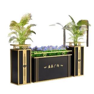 户外不锈钢花箱庭院阳台铁艺花槽坐凳花坛室外露台种植花架组合