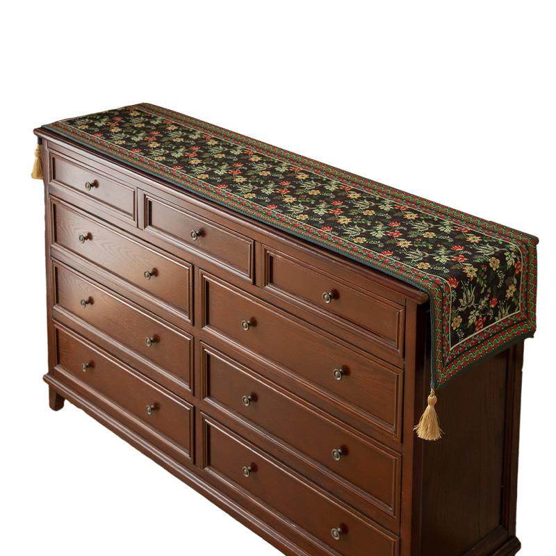 美式复古斗柜盖布高级感茶垫茶席流苏吊坠餐桌旗布茶几布轻奢桌旗