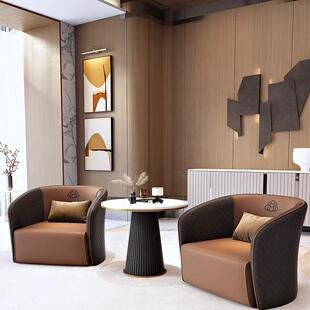 现代洽谈迈巴赫沙发茶几组合办公室酒店售楼处接待会客单人沙发椅
