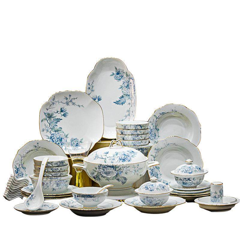 2025新款碗碟套装家用景德镇高端白瓷餐具套装手绘描金高级感送礼,餐饮具,餐具瓷器套装,淘宝优惠券,粉丝福利购,淘宝优惠卷