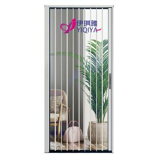 PC磨砂透明折叠推拉门铝合金客厅简约加厚免打孔隔断门