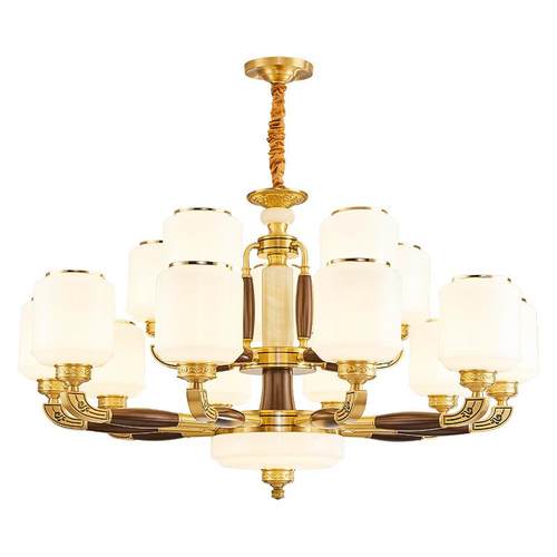 新中式吊灯全铜客厅灯2024年新款中国风餐厅卧室灯大厅实木灯具