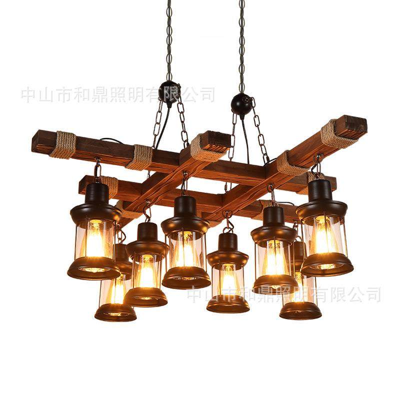 厂家美式乡村船木吊灯创意复古工业风LOFT餐厅酒吧个性漫咖啡,家装灯饰光源,智能吊灯,淘宝优惠券,粉丝福利购,淘宝优惠卷