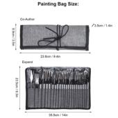 24支画笔套装 银灰杆笔帘帆布包油画笔尼龙毛画笔水粉水彩绘画笔