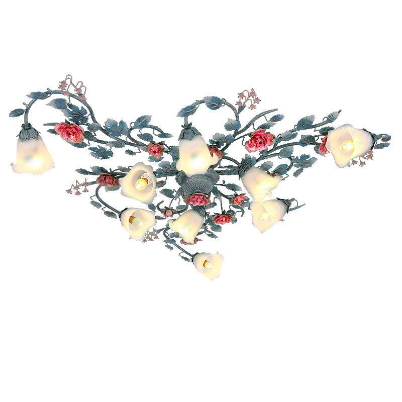 美式乡村吸顶灯客厅灯田园风格灯具灯饰花草灯卧室浪漫玫瑰花