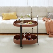 意式 极简可移动茶几不锈钢小推车沙发边几客厅家用卧室带轮置物架