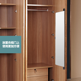 亚帝克衣柜镜子全身镜隐藏旋转试衣镜平开门内装 隐形折叠穿衣镜