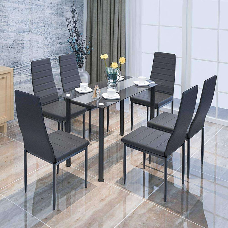 glass dining table餐桌钢化玻璃家用餐桌椅组合现代简约洽谈桌