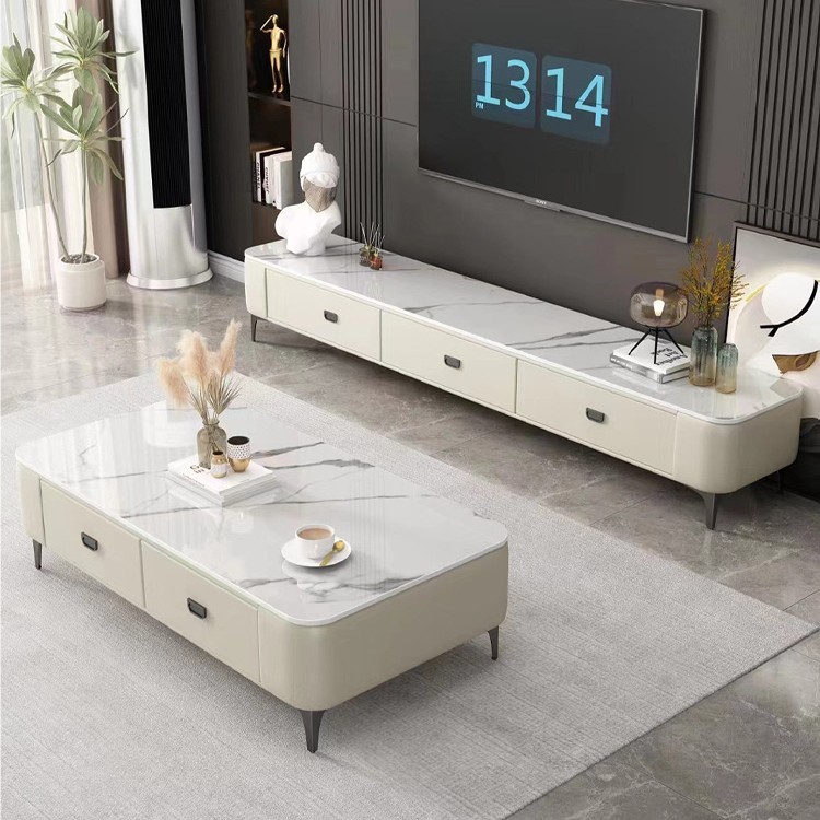岩板茶几客厅家用轻奢现代简约高级小户型茶几电视柜组合2025新款