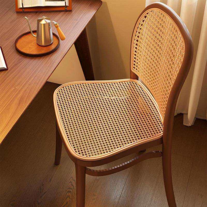 塑料藤编椅子靠背椅家用加厚餐椅中古仿实木餐桌凳子吃饭户外商