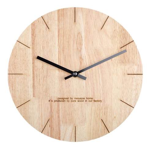 北欧风格原木挂钟简约现代潮流圆形静音时钟客厅卧室装饰个性钟表