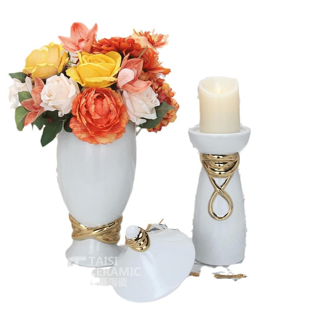 北欧电镀陶将军罐子家居厅软装客摆件培花UXB瓶水花插工瓷艺品装